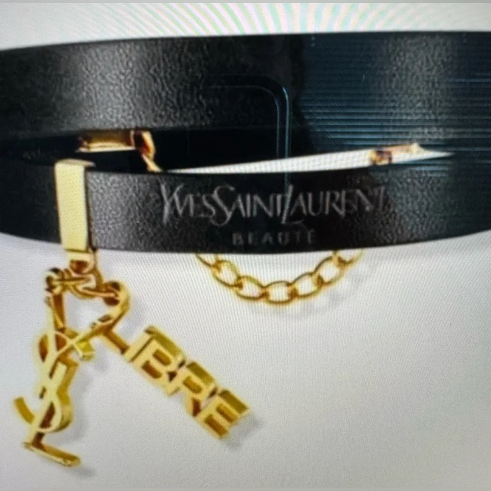 NEW in Box Yves Saint Laurent VIP Black and Gold Women's Vegan Leather Bracelet - Picture 1 of 9